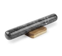 Flexzion Rouleau à pâtisserie en marbre noir de 27,9 cm avec support en bois, rouleau à pâtisserie en marbre pour pâtisserie, pizza, pâte à pizza, fondant, biscuits, croûte, pâtes, boulangerie