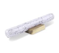 Flexzion Rouleau à pâtisserie français en marbre blanc de 30,5 cm pour la cuisson avec support de base en bois - Rouleau de cuisson anti-adhésif pour fondant, croûte, pâtisserie, biscuits, pizzas,