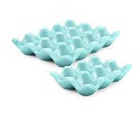 Flexzion Support à œufs en céramique pour réfrigérateur pour 12 + 6 tasses - Plateau à œufs en porcelaine pour 18 œufs en porcelaine - Support de service décoratif pour réfrigérateur, comptoir,