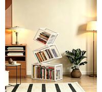 Fliegengitter Bibliotheque Angle à 2-5 Niveaux, Bibliothèque Verticale Étagère Ouverte, Organisateur de Livre Cadre Métallique, Convient pour Bureau, Salon, Chambre, Cuisine-White||55X25X125cm