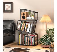 Fliegengitter Bibliothèque en Cube, Étagère Haute en Escalier en Acier Carbone sur 3-5 Niveaux, Étagère Rangement Ouvert, Géométrique, Convient pour Salon, Chambre, Coucher, Bureau-Black||50X28X100cm