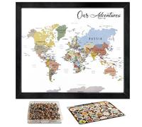 flinelife Tableau d'affichage carte du monde, 30,5 x 25,4 cm, carte du monde avec épingles, parfait pour les couples ou comme cadeau de départ à la retraite
