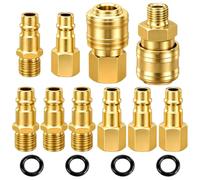Flintronic 10 Pièces 1/4 "BSP Raccord Rapide Air Comprimé, Raccords de Compresseur, Raccord Pneumatique, pour Compresseurs, Tuyaux, Outil de Gonflage de Pneus, avec 4 Anneaux en Caoutchouc de Rechange