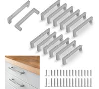flintronic 12 Pièces Poignée de Meuble Cuisine Argent, Entraxe 160mm, Poignet de Porte Cuisine et Armoire, Meuble en Acier Inox Poignées pour Bureaux, Tiroirs, Armoires, Placard