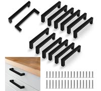 flintronic 12 Pièces Poignée de Meuble Cuisine Noir, Entraxe 160mm, Poignet de Porte Cuisine et Armoire, Meuble en Acier Inox Poignées pour Bureaux, Tiroirs, Armoires, Placard