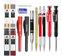 flintronic 14 Pièces Crayons Charpentier Mécanique avec 40 Recharges, Crayons de Charpentier avec Taille Crayon, Poinçon Central Automatique et Outil de Traçage Carbure, avec 2 Trousse de protection