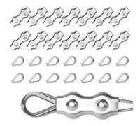 Flintronic 14PCS M3 Duplex Clips Serre Cable avec 14PCS M3 Cosse Coeur, Pinces à Câble en Acier Inoxydable 304 Clips, Pince Câble Métallique, pour Fixe 3mm Câble Métalliques, Cordes à Linge