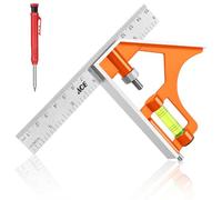 Flintronic 150mm Équerre Combinée avec Crayon, Règle d'angle de Combinaison, Equerre à Combinaison en Acier Inoxydable, avec Niveau à Bulle, Règle de 45/90 Degrés pour Mesure, Marquage, Tracé