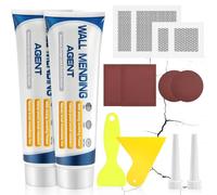 Flintronic 2 Pcs Crème de Réparation Murale, Rebouche Petits Trous, Enduit de Lissage Prêt à l'Emploi en Pâte, avec Patch, Spatule et Papier Abrasif, pour Reboucher Imperfections et Fissures,100g*2
