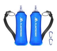 flintronic 2 PCS Gourde Souple, 250 ml/8.5oz TPU Flasque Running Pliable, Bouteille d'eau de Course, avec Dragonne et Mousquetons, pour Course à Pied, Randonnée, Cyclisme, Escalade, Bleu
