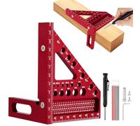 Flintronic 3D Équerre de Charpentier avec Crayon, Outil de Mesure d’Angle Multifonctionnel, Règle de Biseau en Alliage d'aluminiu 22,5-90°, avec Aide au Positionnement, pour Menuisier Ingénieur-120mm