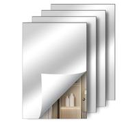 flintronic 4 Pièces Miroir Mural Adhesif, 30 X 20 cm Acrylique Miroir Adhésif, Miroir Autocollant sans Cadre, Antidéflagrant, Miroirs décoratifs pour Salle de Bain, Salon, Chambre