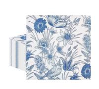 Flintronic 40 x Serviettes pour Fêtes et Anniversaires, 33x33 cm, Serviettes de Décoration de Table, Serviette Cocktail, Idéales pour Fêtes, Mariage, Pique-nique, Baby Shower, Blanches à Motif Floral