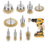 Flintronic Brosses Métalliques, 10 Pièces Brosse Métallique pour Meuleuse D'angle, 6mm Fil D'Acier Inoxydable Brosse Metallique avec Tige Hexagonale Brosse En Fer pour Visseuse Perceuse à nettoyer