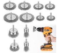 Flintronic Brosses Métalliques, 12 Pièces Brosse Métallique pour Meuleuse D'angle, 6mm Fil D'Acier Inoxydable Brosse Metallique avec Tige Hexagonale Brosse En Fer pour Visseuse Perceuse à nettoyer