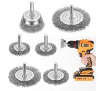 Flintronic Brosses Métalliques, 6 Pièces Brosse Métallique pour Meuleuse D'angle, 6mm Fil D'Acier Inoxydable Brosse Metallique avec Tige Hexagonale Brosse En Fer pour Visseuse Perceuse à nettoyer