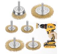 Flintronic Brosses Métalliques, 6 Pièces Brosse Métallique pour Meuleuse D'angle, 6mm Fil D'Acier Inoxydable Brosse Metallique avec Tige Hexagonale Brosse En Fer pour Visseuse Perceuse à nettoyer