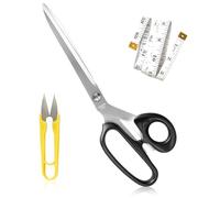 Flintronic Ciseaux de Couture, 25,4cm Ciseaux Couture Professionnel, Lot de 3 Pièces, avec Mètre Ruban et Coupe-fil en U, pour Tissu Coton, Cuir, Lin, Toile, Non-tissé, Débutants et Professionnels