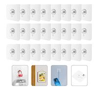 Flintronic Fixation Murale Sans Percer, 24PCS Attache Cadre Sans Percer, Attache Cadre Adhésif Crochets, Accroche Murale pour Accroche Cadres Photo Art Mural Décorative, San Trou San Endommager