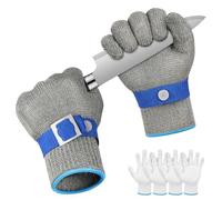 flintronic Gant anti Coupure Niveau 9, Paire de Gants Anti Coupure, Gant de Boucher Résistant aux Coupures, Gants Résistants Coupures acier Inoxydable, Protection Contre les Coupures du Quotidien(M)
