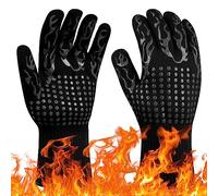 Flintronic Gants de Barbecue, Gants de Four Anti-Chaleur Jusqu'à 800°C, Gants Cuisine Résistant à la Chaleur et Antidérapants, Gant Cuisson Chaleur pour BBQ/Four/Gril/Cheminée/Soudage/Cuisson au Four