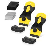 Flintronic Grattoir, 2PCS Grattoir Plaque Vitrocéramique avec 10 Lames Métallique et 10 Lames en Plastique, Grattoir Rasoir Nettoyage Polyvalent pour Élimination de L'adhésif, Peinture, Décalcomanies