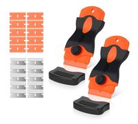 Flintronic Grattoir, 2PCS Grattoir Plaque Vitrocéramique avec 10 Lames Métallique et 10 Lames en Plastique, Grattoir Rasoir Nettoyage Polyvalent pour Élimination de L'adhésif, Peinture, Décalcomanies