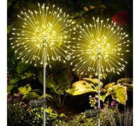 Flintronic Lumière Feux d'artifice Solaire, 2PC 150LED Fairy Starburst Guirlande Décorative 50Fils de Cuivre, pour Jardin Pelouse Mariage Terrasse Parterre de Fleurs
