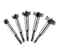 Flintronic Mèches Bois Coffret de 5 Fraise Bois Façonner à Poignée Hexagonale Positionnement Ajustable Scie Cloche au Carbure HSS pour Massif, Liège, Attelle, Contreplaqué (15,20,25,30,35mm)