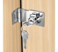 Flintronic Moraillon de Verrouillage en Acier inoxydable, 2.5 pouces Loquet ngle droit de 90 degrés avec cadenas bouton tournant et 2 clés pour chambre, armoire, tiroir, porte de jardin