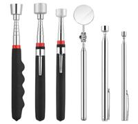 Flintronic Outil Magnétiques Télescopiques, 6 Pcs Outil de Ramassage Aimanté Télescopable, Miroir d'Inspection Rond, pour Ramasser de Petites Pièces, Objets Métalliques-1,5 LB 3,5 LB 10 LB 15 LB 20 LB