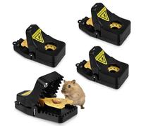 flintronic Piège à Rats Professionnel, 4PCS Clips de Piege a Souris Efficace Réutilisables, Piège Souris avec Boîte à Appâts, Tapette Convient pour Cuisines Jardins Exterieur