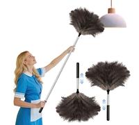 Flintronic Plumeau Poussière, 2 Pièces Plumeau Extensible en Plumes, 39-115 cm, Plumeaux en Plumes d'Autruche Artificielles, Plumeaux en Plume, Convient pour les Voitures, Étagères, Bureaux et Meubles