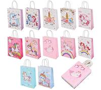 flintronic Sac Cadeau, 12 PCS Sacs en Papier, Sacs Cadeaux Licorne pour Enfants, pour Les Cérémonies de Remise des Diplômes, Halloween ou Anniversaire (21 * 15 * 8CM)