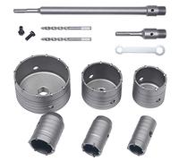 Flintronic Scie à Cloche Trépan, Set de Scies Cloches, 10 PCS Trépan Béton SDS Tige d'Extension Pointe en Carbure de Tungstène- Ø35mm, 40mm, 50mm, 65mm, 80mm et 110mm, Haute Qualité