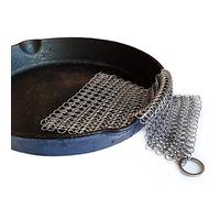 FLIRTARE Éponge Cotte de Maille INOX 18 x 18 cm, Nettoyant Fonte et Plancha | Éponge Métallique en Acier Inoxydable, Chainmail Scrubber pour Poêle, Wok, Cocotte, Grille Barbecue, Réutilisable
