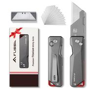 FLISSA Cutter Professionnel en Titane, Cutter Pliable avec 10 Lames, Léger | Corps Monobloc CNC, Manche en Aluminium, Changement Rapide de Lame, Idéal pour la Coupe du Cuir, PVC et Papier
