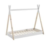 Lit au Sol Junior 70x140cm Blanc et Pin Forme Tipi - FLITT - ALTOBUY Blanc G