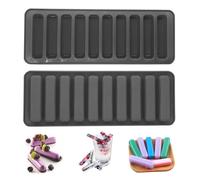 Flivra 2 pièces Moule barre de céréales, Moules a financier barre chocolat 10 Cavités, Moules rectangulaires en silicone en forme de doigt pour croquette, Moule en silicone longues bandes