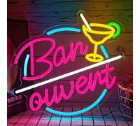 Flixyticy Enseigne Lumineuse Néon "Bar ouvert", Plaque de Porte "bar open " LED Alimenté par USB avec Interrupteur à Intensité Variable, Décoration Murale Pour Bars (Bar ouvert)