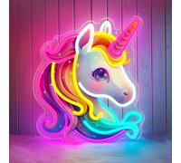 Flixyticy Enseignes lumineuses Unicorn pour décoration murale, Plaque de Porte LED colorée à suspendre, pour chambre de petite fille, chambre de femme, fête, anniversaire (Unicorn)