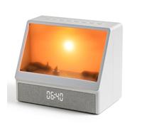 Flixyticy Réveil lumineux Réveil de jour avec télécommande, Lumière Bluetooth pour le réveil Lever du soleil, Machine à bruit blanc numérique avec 6 sons apaisants dans 5 luminosités