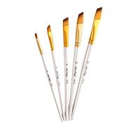 Fliyeong Lot de 5 pinceaux biseautés à pointe plate pour peinture acrylique à l'huile aquarelle multi-usages pour le visage et le corps avec embouts en nylon très pratique et populaire