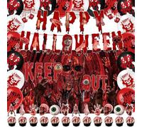 Flkiglm Bannière Halloween Kit Bannière Fanion Guirlande Spirales Sanglant | Décorations Fête Halloween Pour Cheminée Café Magasin Restaurant Anniversaire Porche Accessoires Photomaton Manteau