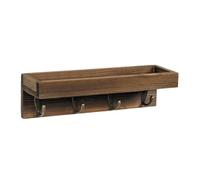 Floating Wall Shelves - Vintage Wood Organizer | Space Saving Wall Mounted Rack with Key Hooks, Rustic Storage for Kitchen, Living Room, Bathroom, Entryway, Office, Apartment, and Farmhouse Decor