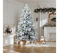 Flocon de Neige Artificiel Blanc Non éclairé, articulé, avec extrémités Branches, Imitation Flocon et Support en métal for Bureau ou Maison(7FT)