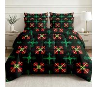 Flocon De Neige Noël Couette Imprimée sans Housse 240x260 4 Saisons | Géométrique Nordique Couette 2 en 1 Réversible Édredon 2 Personnes Adulte Hiver Chaud Lavable, 2 Taies d'oreiller