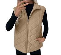 Flodxo Gilet matelassé sans manches pour femme | Gilet d'hiver matelassé, parka léger, gilet thermique pour femme, veste à col montant zippé, gilet chaud décontracté