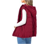 Flodxo Gilets et Bodywarmers sans manches matelassés pour femme - Doudoune d'hiver Theramls - Veste à capuche zippée - Manteaux rembourrés décontractés - Gilet solide et chaud