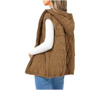Flodxo Gilets et Bodywarmers sans manches matelassés pour femme - Doudoune d'hiver Theramls - Veste à capuche zippée - Manteaux rembourrés décontractés - Gilet solide et chaud